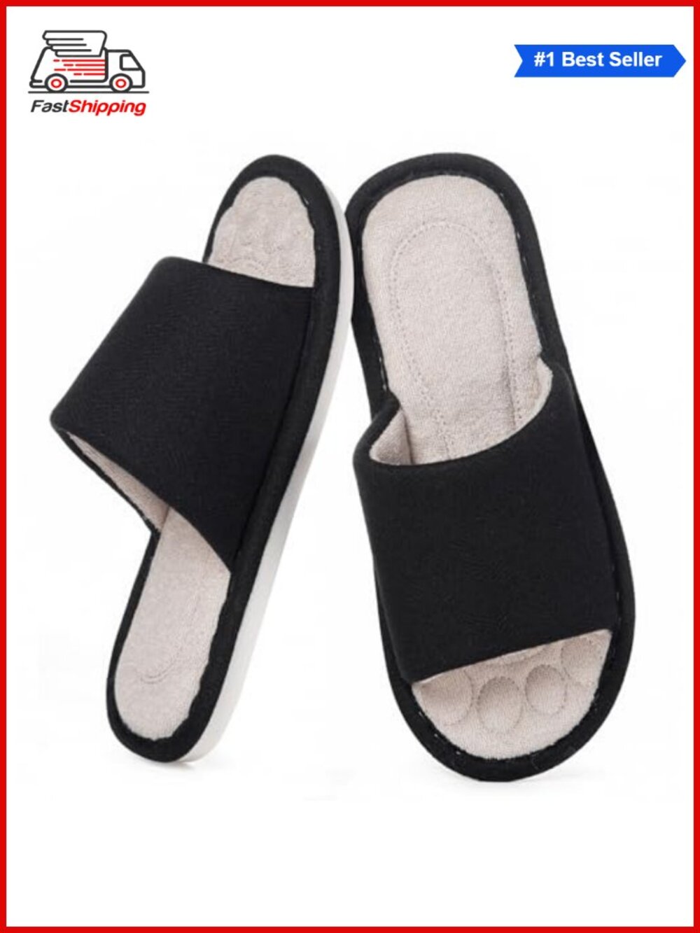 Mens Open Toe House Slippers Breathable Slip-On Indoor Memory Foam